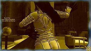 Bound Woman Dances Seductively in Restrictive Bondage Gear