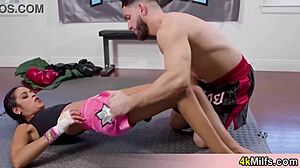 Beautiful latina milf wife begins her wrestling lesson, but a surprise awaits soon.