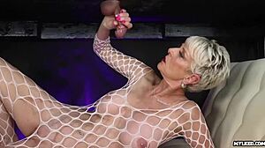 anime granny gets handjob and cumshot from grandson