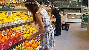 buttplug flashing in park and supermarket with no panties