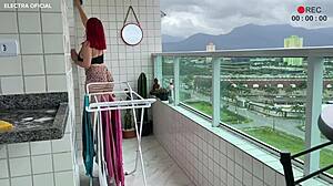 Employee In Mini Shorts Cleans And Shows Huge Ass