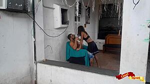 My stepdaughter shaves me and offers her tight ass!