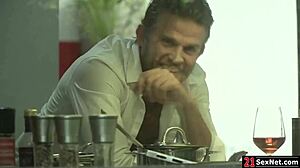 Blond Beauty in Inverted Suspension Getting Pounded Hard