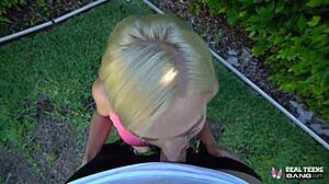 Real teen blonde morgan rain gives a public blowjob, what a naughty interview