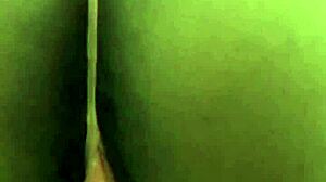 Exotic babe strips out of sweats in public bathroom