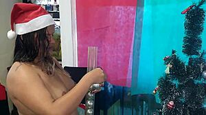 My Wife Dresses As A Naughty Elf, Offering Herself To Santa In This Amateur Fetish Video