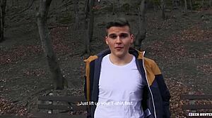 Czech hunter catches euro twink outdoors