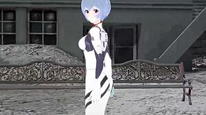 rei ayanami giving a sexy pov blowjob in evangelion hentai