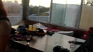 filming latina amateur with big cock on balcony