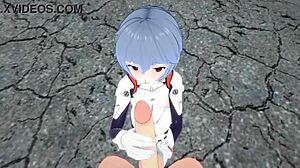 rei ayanami giving a sexy pov blowjob in evangelion hentai