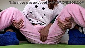 Stepbrother toys with 18yo stepsister’s small tits until she’s dripping wet.