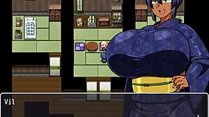 Tanned Natsuki pisses in public during hentai game ep 10