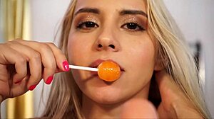 sussy love enjoys playing with her lollipop, feeling so good 😊