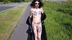 Slut Lucy Ravenblood Walking Nude At A Public Road