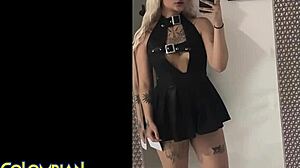 Alt goth latina slut on colombian casting couch getting facial 😏