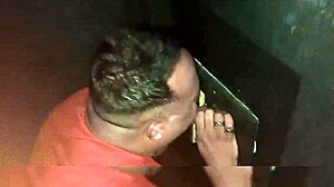 i took my friend to the blowjob booth for some gay oral fun.