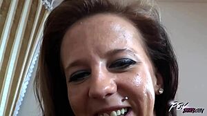 PovBitch - Skinny Blonde Sucks Cock but Hates Cum in Mouth