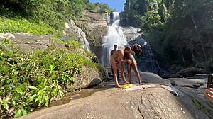 yo, check brazilian teen in lingerie getting wild outdoors