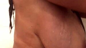 Fit milf shows off in live shower webcam!