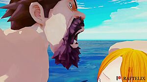 One Piece 3D parody features Nami in wild gangbang action with multiple partners in animated chaos