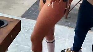 Argentinian teen gets naked in public street and exposes herself in friends' house for intense outdoor adventure