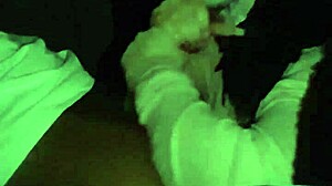 The cosplay masked snowbunny slurps and gags on that massive BBC deepthroat.