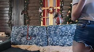 Amateur teen strips and rips clothes to show her tits.