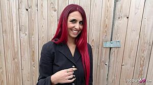 German Scout - Große hängende Titten Rothaarige Dani Luve Casting