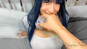 Girl uses step-brother's cock to make herself cum hard