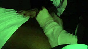 The cosplay masked snowbunny slurps and gags on that massive BBC deepthroat.