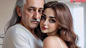 Horny Old Grandpapa Seduces Virgin Teen Mia in Cartoon