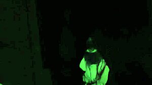 The cosplay masked snowbunny slurps and gags on that massive BBC deepthroat.