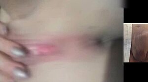 hornythickgirl masturbates solo in video call, showing her ass