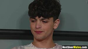 College Gay Boys in Dorm Threesome Action