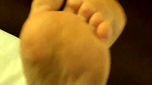 Coworker rubs high arches in fetish masturbation session