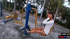 Thai Teen Girlfriend Sucks Him Off Right After Workout Session