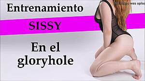 Joi sissy training session at the gloryhole with toys