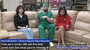 doctor tampa gives brooklyn rossi first gyno exam with gloved hands and nurse aria nicole at doctor-tampacom