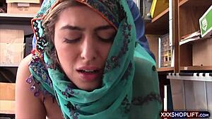 Cute Arab Shoplifter in Hijab Bent Over for Rough Pounding