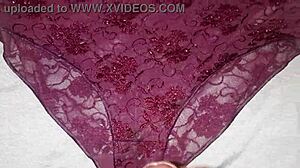 Masturbating with best friend's used lace panties in USA.