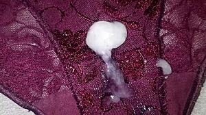 Masturbating with best friend's used lace panties in USA.