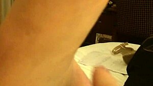 Coworker rubs high arches in fetish masturbation session