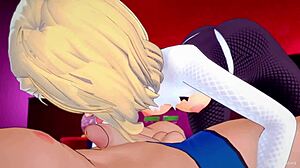 Spider Gwen seduces in her suit at the love hotel
