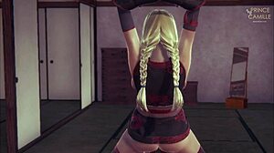 Troia bionda asiatica sexy, legata per giochi di bondage hot