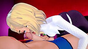 Spider Gwen seduces in her suit at the love hotel