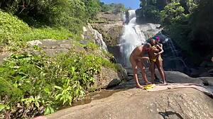 Took pretty girl to waterfall for sex