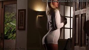 European babe rips clothes stripping