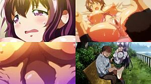 in this hentai, the screen is divided showing big tits anime girls