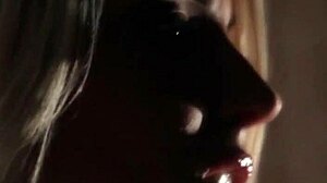 European babe rips clothes stripping