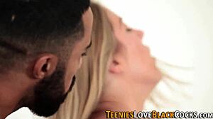 Blonde teen bent over and drilled hard by massive black cock
